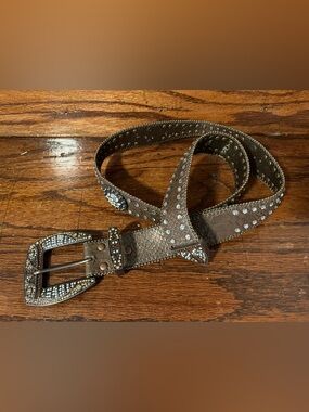 Brown Embellished croc embossed Western Belt with Rhinestone Accents M